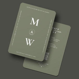 Minimalist Wedding Budget Monogram Sage Modern Save The Date