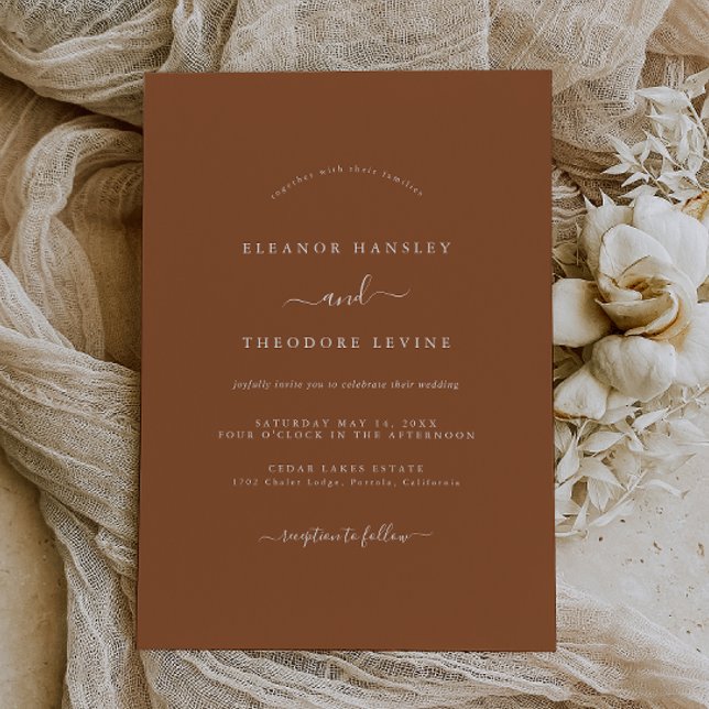 Minimalist Wedding Burnt Orange Invitation (Creator Uploaded)