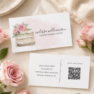 Minimalist Wedding Cake with QR Code Business Card