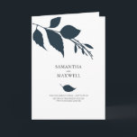 Minimalist Wedding Ceremony Programs Programme<br><div class="desc">These unique wedding ceremony programs feature a minimalist wedding ceremony design with elegant midnight blue leaves—perfect for couples seeking a modern, refined look. This wedding ceremony pamphlet doubles as a personalised wedding ceremony booklet, with customisable template fields for your details, timeline, and trendy wedding program wording. Ideal for DIY modern...</div>