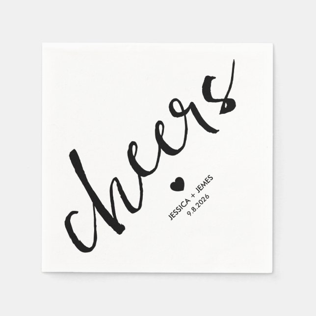 Minimalist Wedding Cheers Napkin (Front)