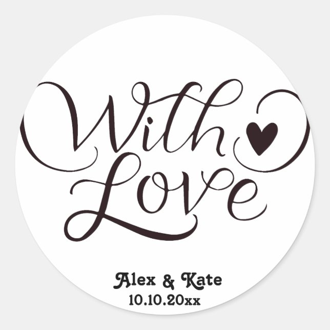 Minimalist Wedding Classic Round Sticker (Front)