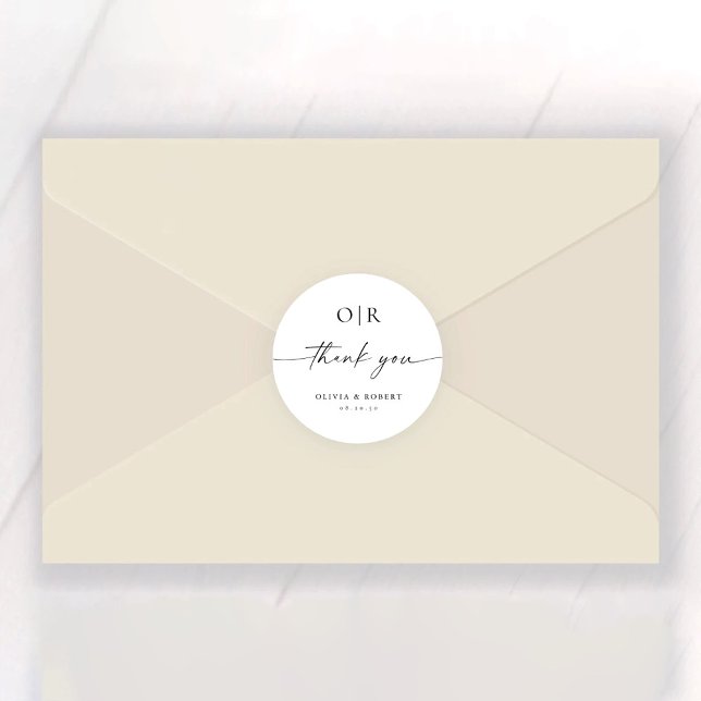 Minimalist Wedding Classic Round Sticker (Creator Uploaded)