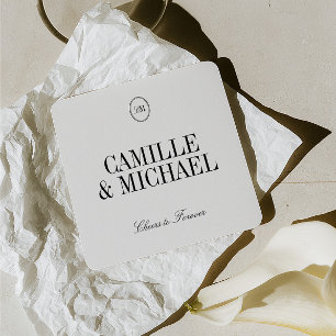 Minimalist Wedding Coaster Monogram Drink Coaster