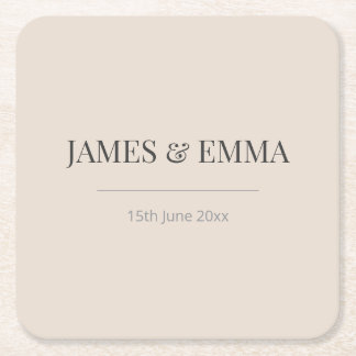 Minimalist Wedding Coaster Soft Latte
