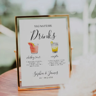 Minimalist Wedding Cocktail Signature Drink Sign