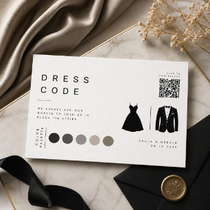 Minimalist Wedding Colour Palette Dress Code QR Enclosure Card