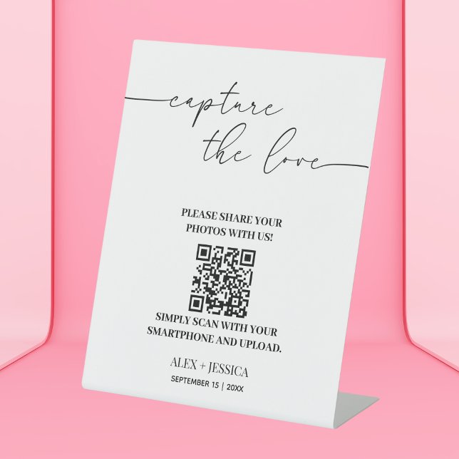 Minimalist Wedding Cpture The love | Photo Sharing Pedestal Sign (Creator Uploaded)