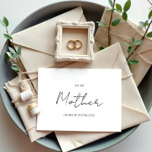 Minimalist Wedding Day To My Mother Mum Card
