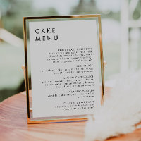 Minimalist Wedding Dessert Bar Cake Menu Sign
