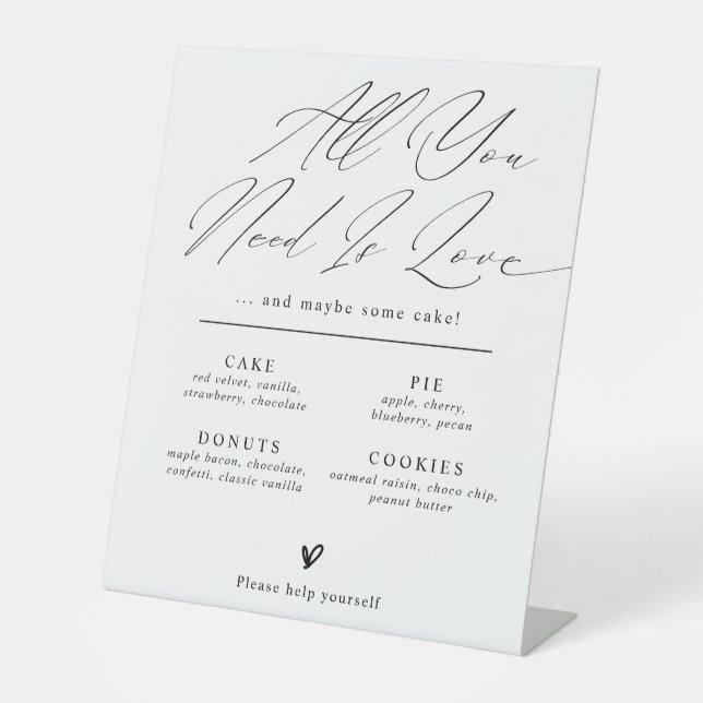 Minimalist Wedding Dessert Bar Menu Sign (Front)