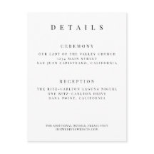 Minimalist Wedding Details Card – Custom 4x6