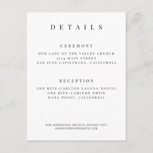 Minimalist Wedding Details Card – Custom 4x6