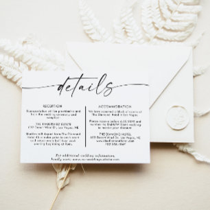 Minimalist Wedding Details Card, Enclosure Cards