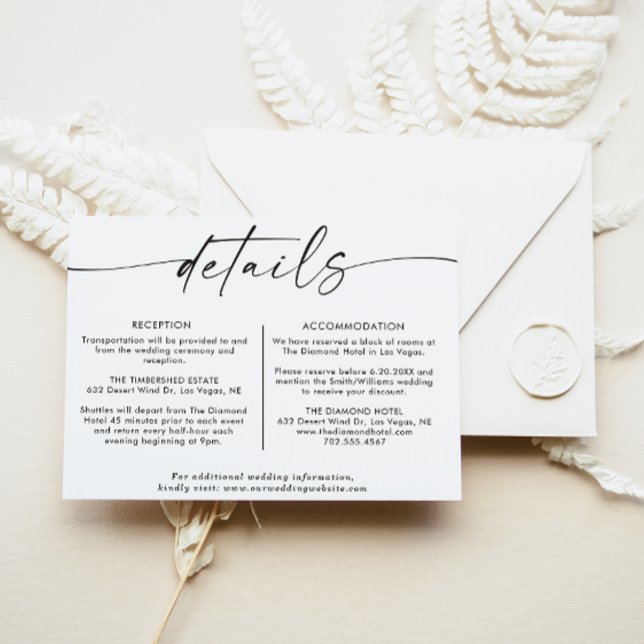 Minimalist Wedding Details Card, Enclosure Cards (Creator Uploaded)