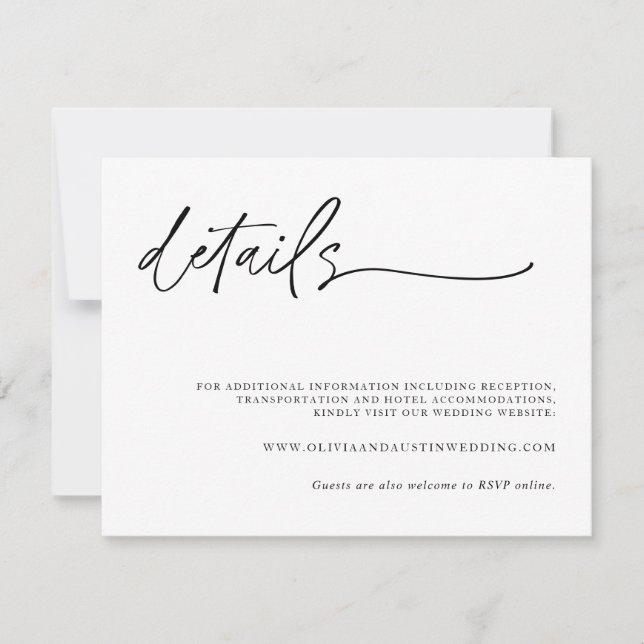 Minimalist Wedding Details Card | Wedding Website (Front)