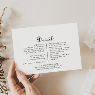 Minimalist Wedding Details Enclosure Card