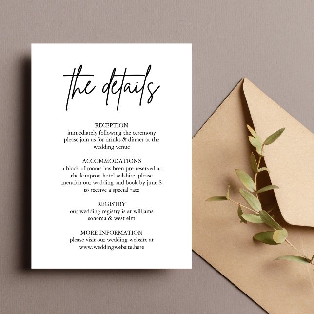 Minimalist Wedding Details Enclosure Card (Creator Uploaded)