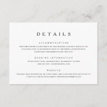 Minimalist Wedding Details Wedding Enclosure Card