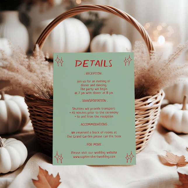 Minimalist Wedding Details with Red Typography Enclosure Card (Creator Uploaded)