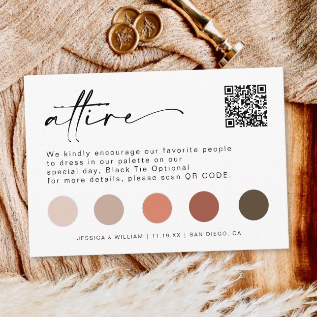 Minimalist Wedding Dress Code Guest Attire QR Code Enclosure Card (Creator Uploaded)