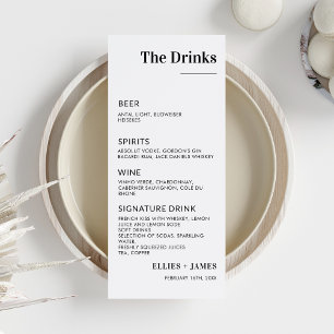 Minimalist Wedding Drinks Menu Modern Drinks Menu Invitation