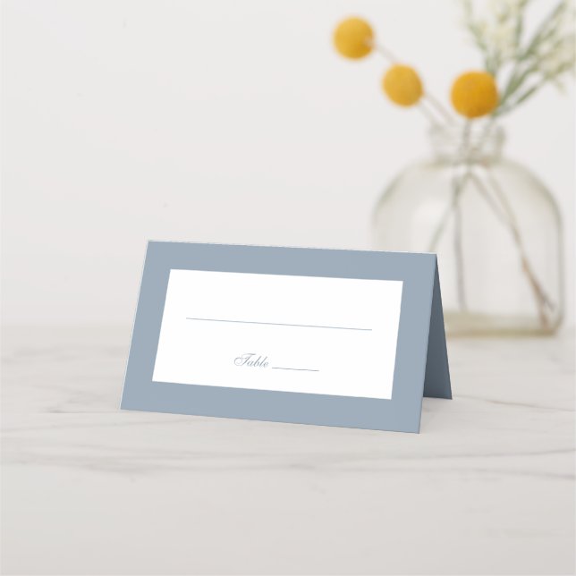 Minimalist Wedding Dusty Blue Place Card (Front)