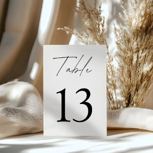 Minimalist Wedding Elegant Black & White Table Number