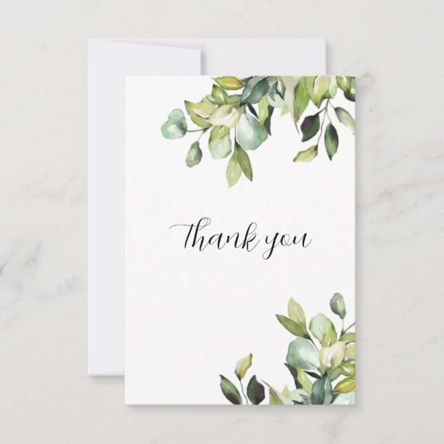 Minimalist Wedding Elegant Botanicals Thank You Card (Front)