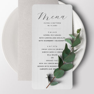 Minimalist Wedding   Elegant Chic Reception Dinner Menu