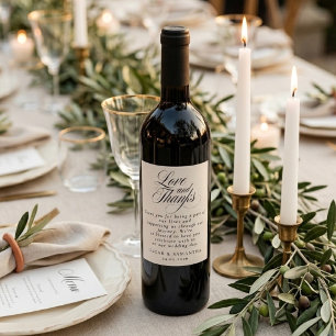 Minimalist Wedding Elegant Love and Thanks Wine Label