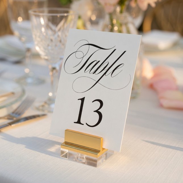 Minimalist Wedding Elegant Script Calligraphy Table Number (Creator Uploaded)