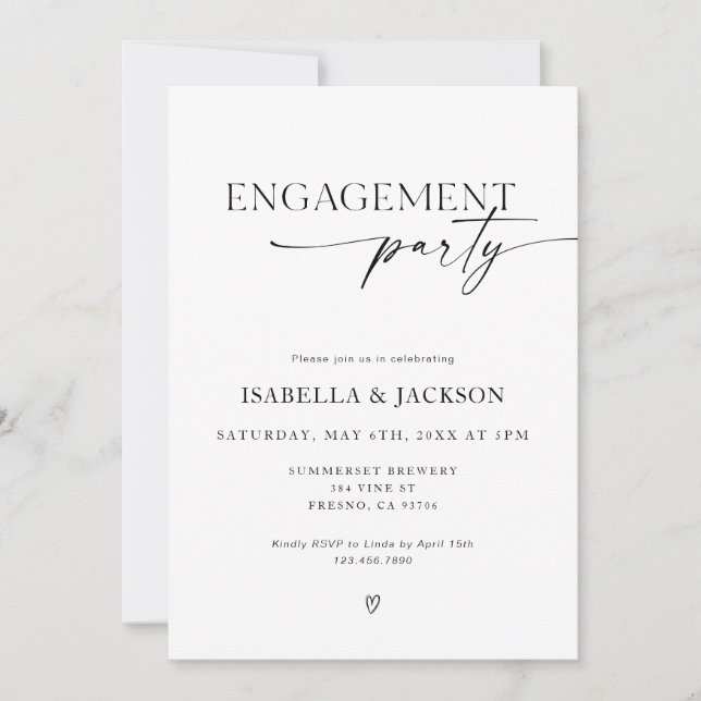 Minimalist Wedding Engagement Party Invitation (Front)