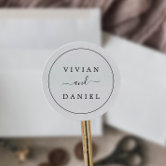 Blush Pink and Navy Wedding Envelope Seals, Zazzle