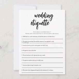Minimalist Wedding Etiquette Bridal Shower Game  Invitation