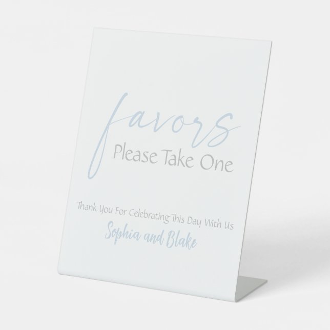 Minimalist Wedding Favours Pedestal Sign (Front)