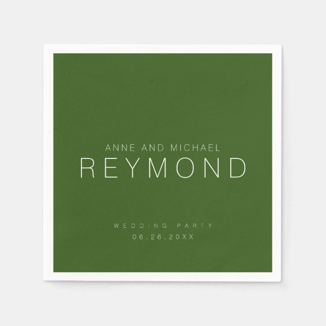 Minimalist Wedding Forest Green Napkin (Front)