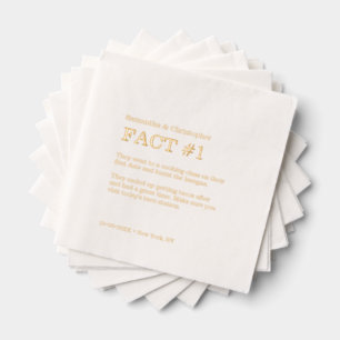 Minimalist wedding fun fact Custom gold foil Foil Napkins