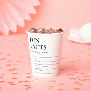 Minimalist Wedding Fun Facts Paper Cups