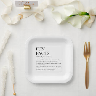 Minimalist Wedding Fun Facts Paper Plate