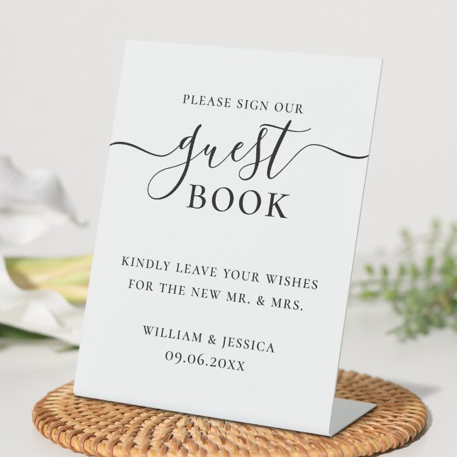 Minimalist Wedding Guest Book Pedestal Sign (Creator Uploaded)