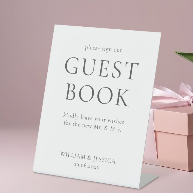 Minimalist Wedding Guest Book Pedestal Sign (Creator Uploaded)