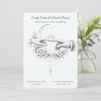 Minimalist Wedding Hands Romantic Couple Invitation