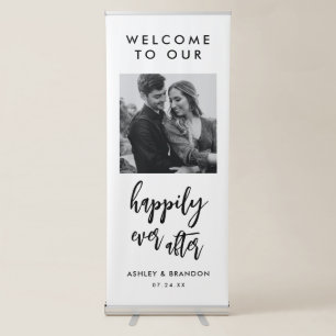 Minimalist Wedding Happily Ever After Party Retractable Banner