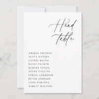Minimalist Wedding Head Table Seating Card