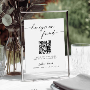 Minimalist Wedding Honeymoon Fund QR Code Sign