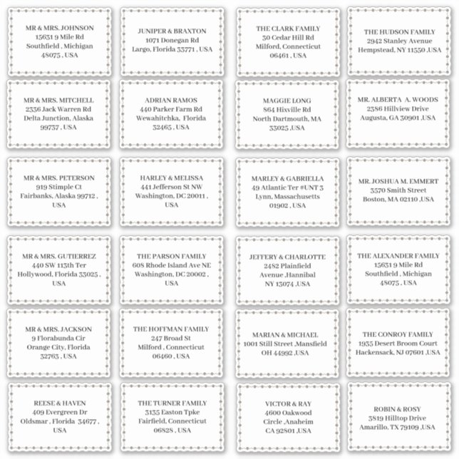 Minimalist Wedding Invitation  Address Stickers (Front)