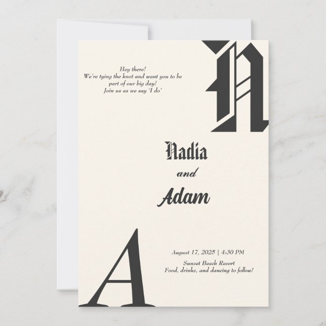 Minimalist Wedding Invitation Card (Front)