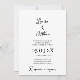 Minimalist wedding Invitation in Spanish