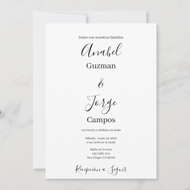  Minimalist wedding invitation in spanish (Front)